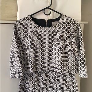 Navy and white patterned overlay dress